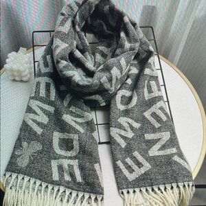 Elegant Black and White Lettered Scarf